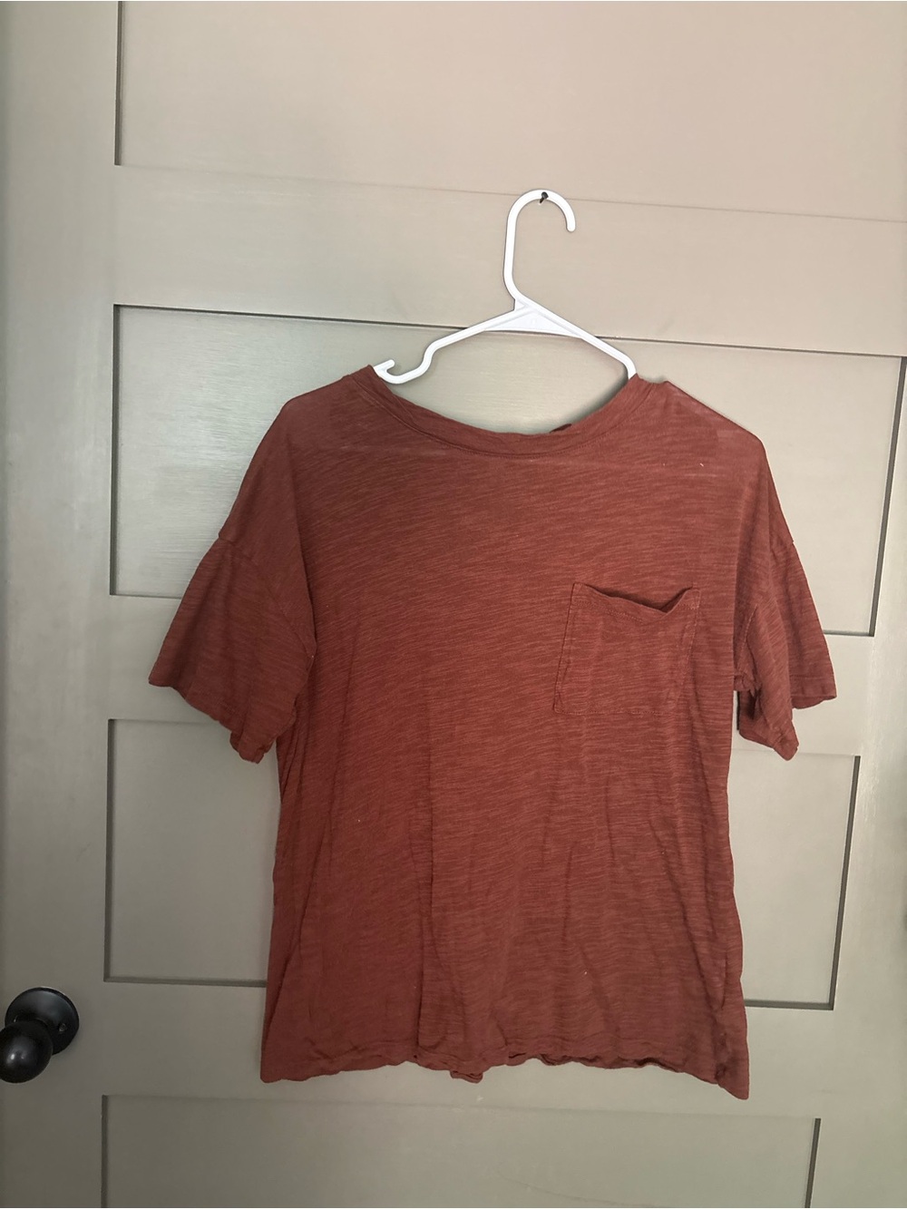 GB Womens Oversized Rust Orange Short Sleeve Pocket Tee